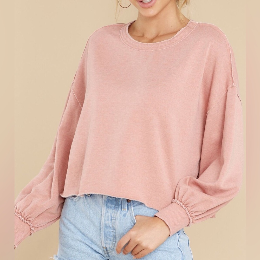 Pink Cropped Sweatshirt with Balloon Sleeves - Z Supply